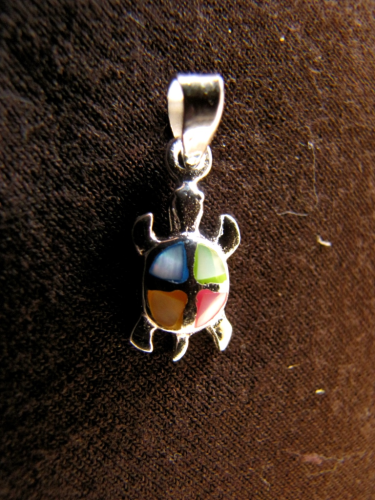 Silver Turtle Mother of Pearl Pendant