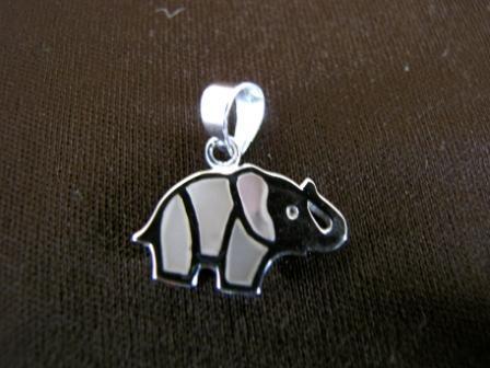 Silver Mother of Pearl Elephant Pendant
