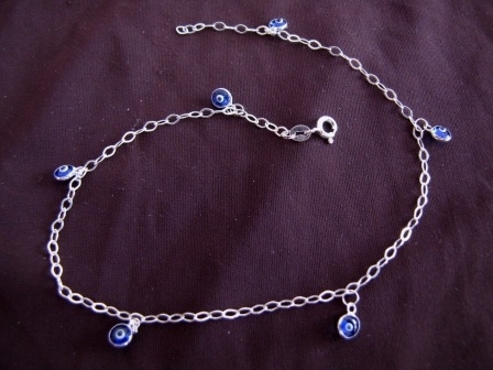 Silver Trace Chain Evil Eye Ankle Chain