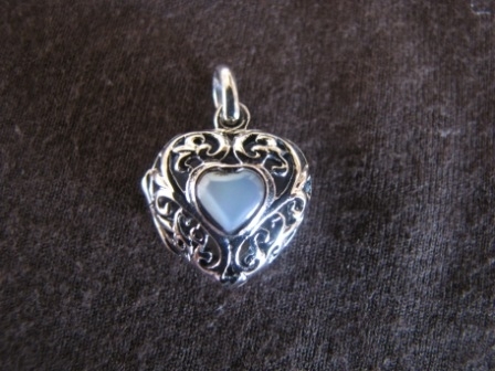 Silver White Heart Locket Pendant
