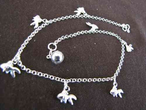 Silver Belcher Anklet with Carp Charms