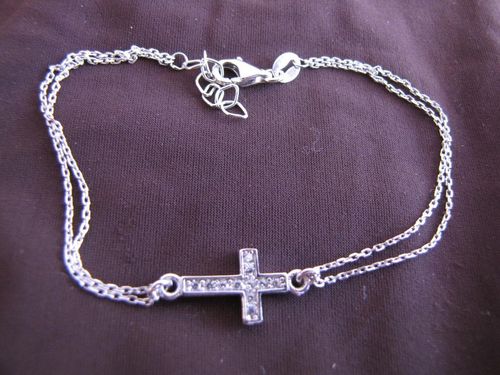 Silver Cubic Zirconia Cross Bracelet