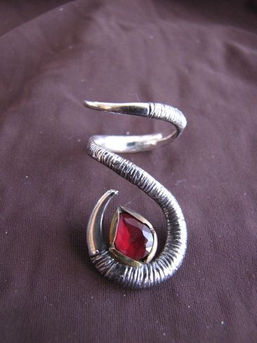 Silver and Gold Ruby Twist Ring