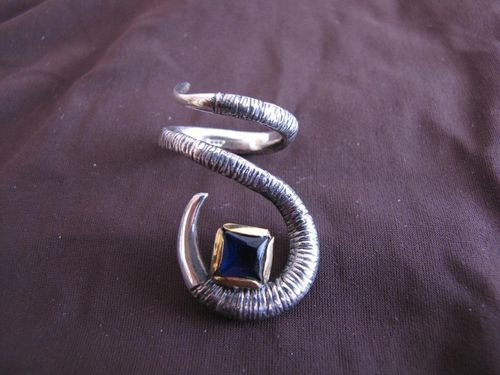 Silver and Gold Sapphire Twist Ring