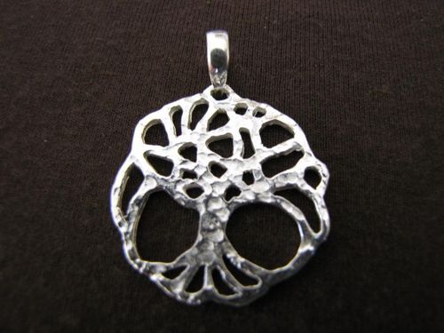 Hammered Silver Tree of Life Pendant