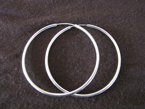 Silver 2mm by 55mm Hoop Earrings