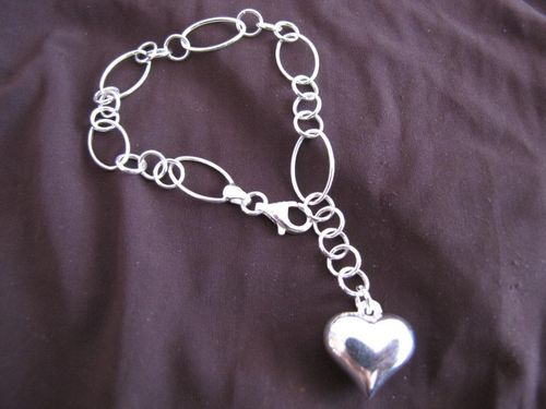 Silver Bracelet with Heart Charm