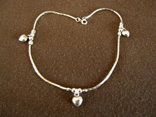 Oxidised Silver Hearts Ankle Chain