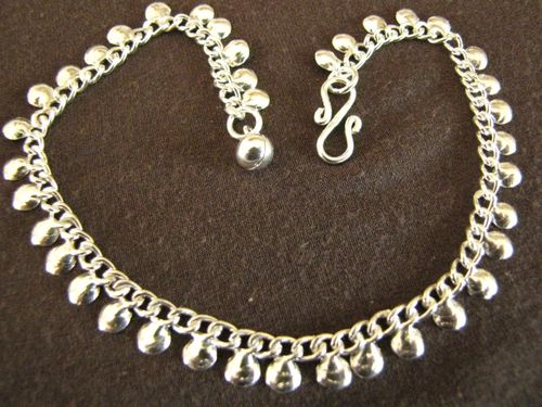 Silver Curb Chain and Discs Anklet
