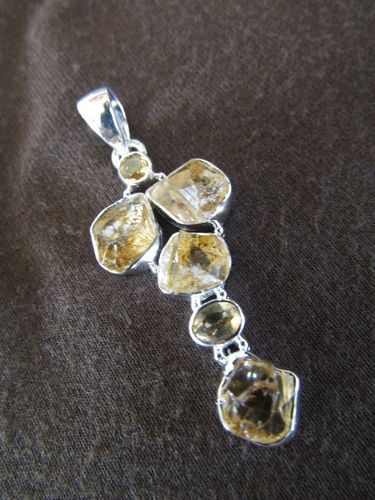 Silver Citrene Gemstones Pendant