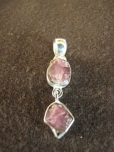 Silver Rough Ruby Gemstones Pendant