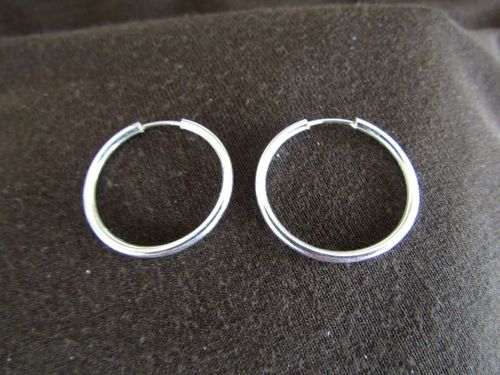 Silver 2mm by 25mm Hoop Earrings
