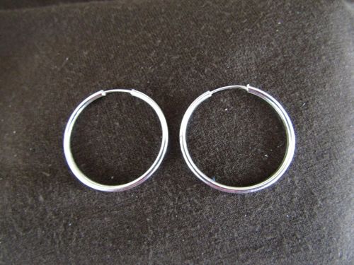 Silver 2mm by 28mm Hoop Earrings