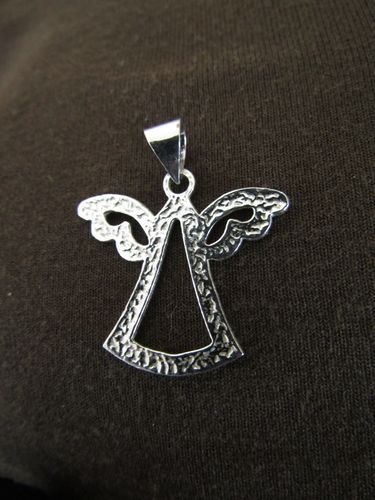 Textured Silver Cut-Out Angel Pendant