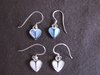 Silver Blue Mother of Pearl Heart Earrings