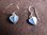 Silver Blue Mother of Pearl Heart Earrings