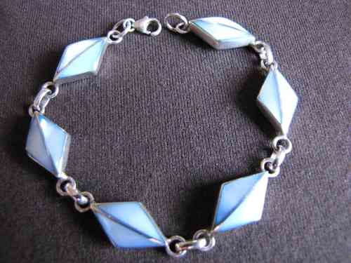 Silver Blue Mother of Pearl Bracelet