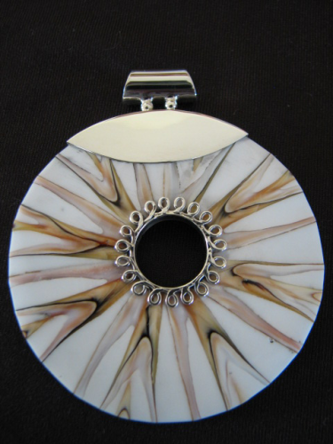 Silver Shell and Resin Pendant