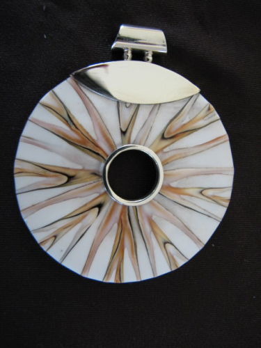 Silver Shell and Resin Pendant