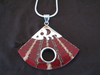 Silver Shell and Red Resin Pendant