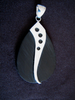 Silver Black Wood Abstract Pendant