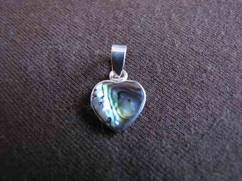 Silver Paua Shell Heart Pendant