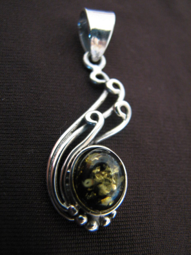 Silver Amber Pendant
