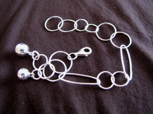 Silver Hoop and Elipse Links Bracelet