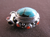 Silver Turquoise and Coral Pendant