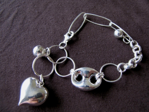 Silver Belcher & Elipse Charm Bracelet
