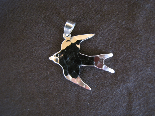 Hammered Silver Swallow Pendant