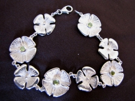 Silver Peridot Flowers Bracelet