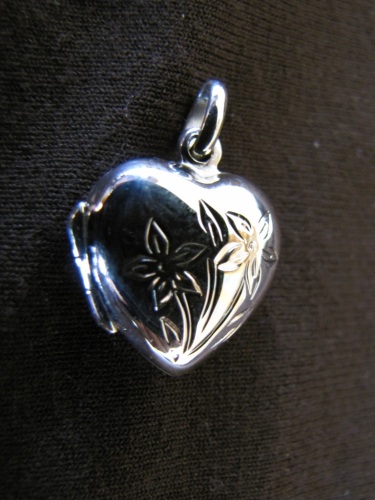 Silver Engraved Heart Locket Pendant
