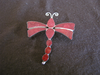 Silver Red Coral Dragonfly Pendant