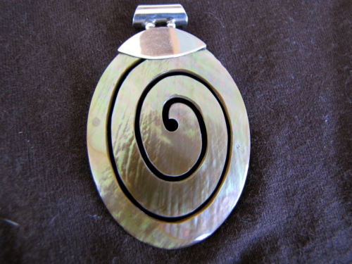 Silver Champagne Mother of Pearl Pendant