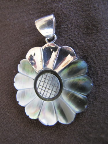 Silver Mother of Pearl Flower Pendant