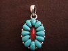 Silver Turquoise & Coral Flower Pendant