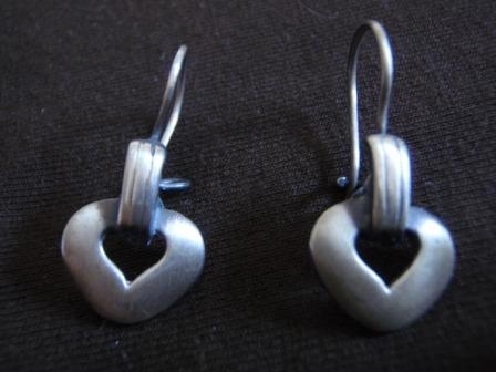 Silver Brushed & Oxidised Heart Earrings
