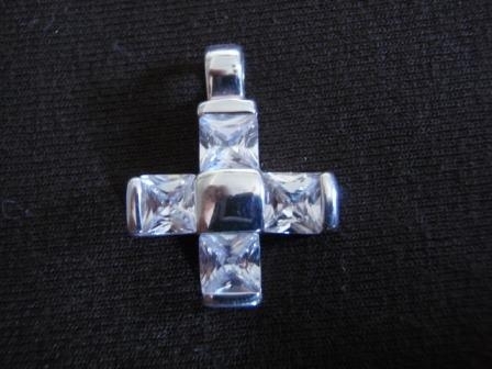 Silver Greek Cubic Zirconia Cross