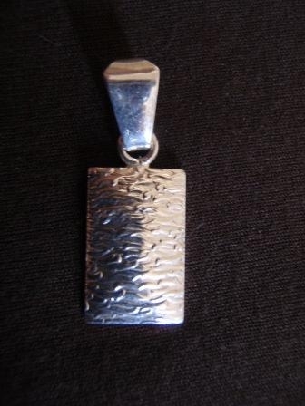 Silver Rectangular Textured Pendant