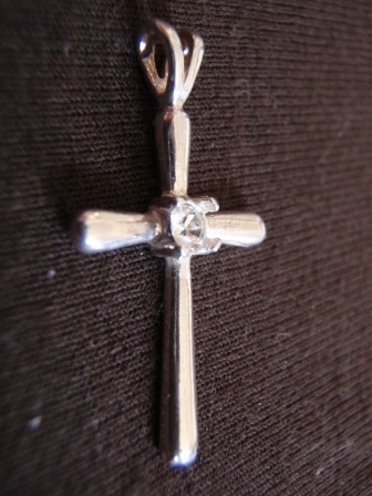 Silver Sparkling Stone Cross Pendant