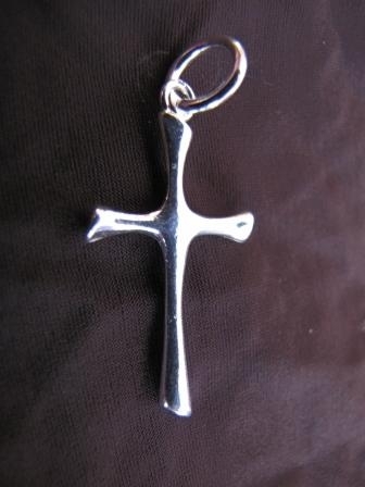 Wavy Silver Cross Pendant