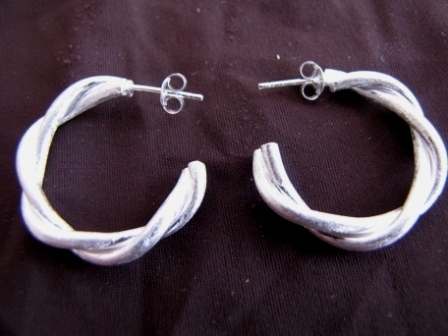 Sparkly Silver Twist Hoop Earrings