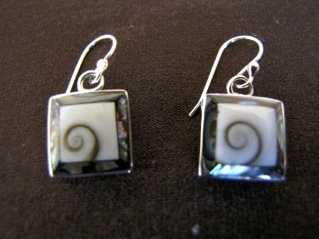 Silver Paua Shell, Eye of Shiva Earrings