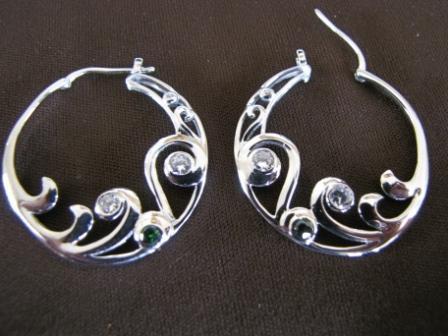 Silver Waves Cubic Zirconia Earrings