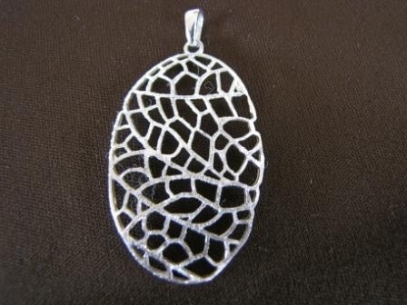 Silver Oval Honeycomb Pendant