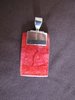 Silver Rectangular Red Coral Pendant