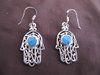 Silver Turquoise Hand of Fatima Earrings
