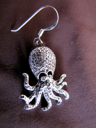 Silver Octopus Drop Earrings