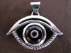 Silver Eye Shaped Blue Evil Eye Pendant